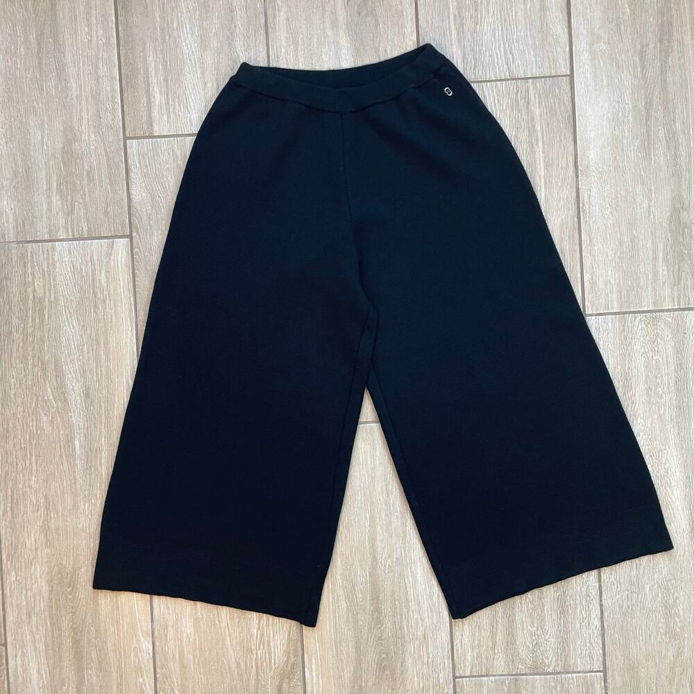 OttodAme Wool Culottes Womens 10 Black Wide Leg Cropped Pants Made in Italy
